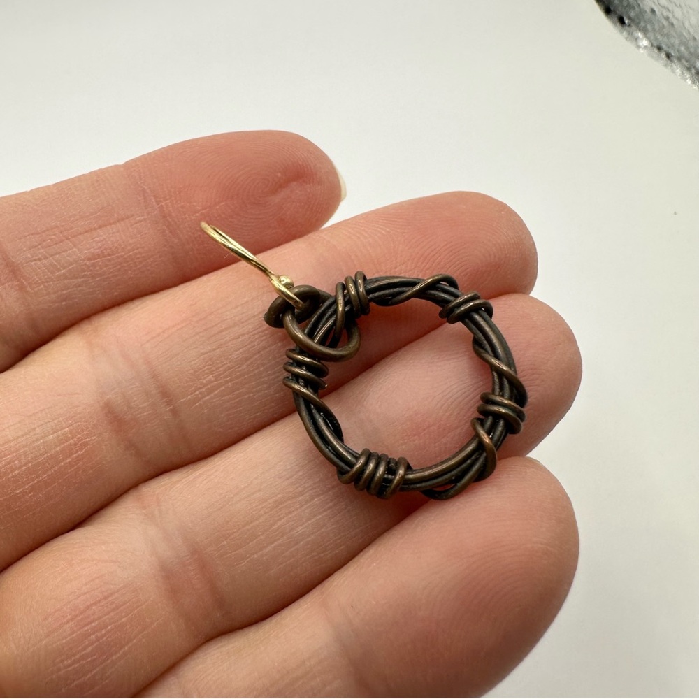 “Barbed Wire" Circle Copper Wire Wrapped Earrings - image 7